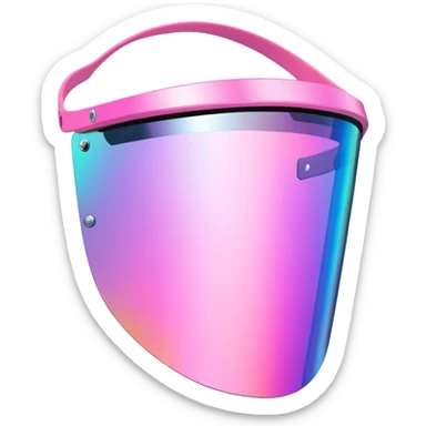 iridescent pink frameless shield visor, Y2K raver style, reflective one-piece lens sticker