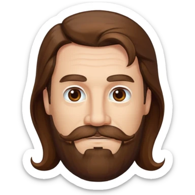 MID AGE MAN WITH LONG HAIR, MOUSTACH AND BEARD sticker