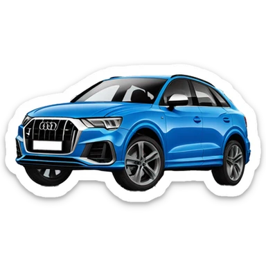 audi q3 sportback blue, black wheels sticker