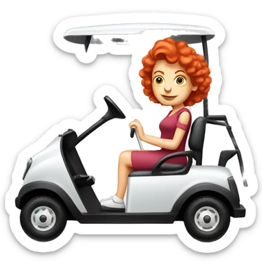 Red hair lady golf cart sticker