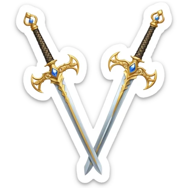 Two Golden royal swords with gold blades and gold handel sticker