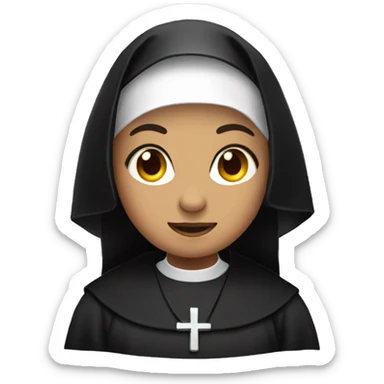 nun wearing black habit with headphones on sticker