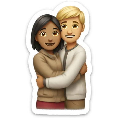 couple hug with warm smiles sticker