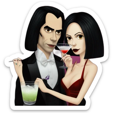 vampire wife and nick cave drinking martinis sticker