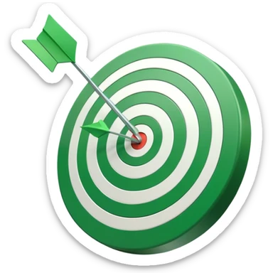 Cinematic Realistic green tilted target with a white arrow in the center  sticker