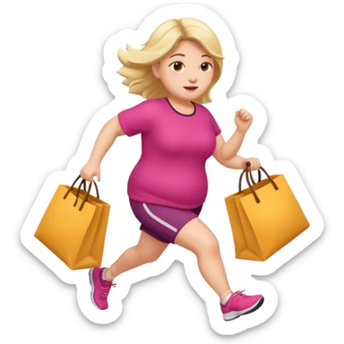Big girl running with bags sticker