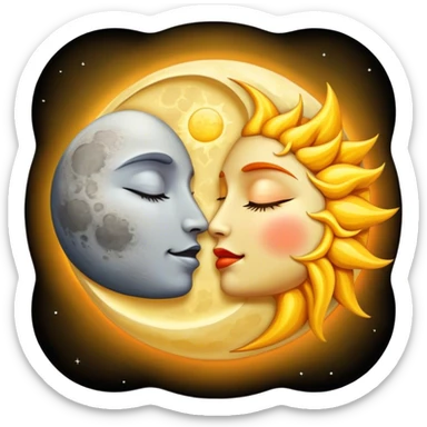 The moon kissing the sun goodnight sticker