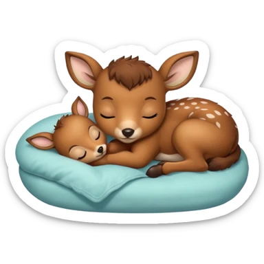 Baby Deer Sleeping in Bed sticker