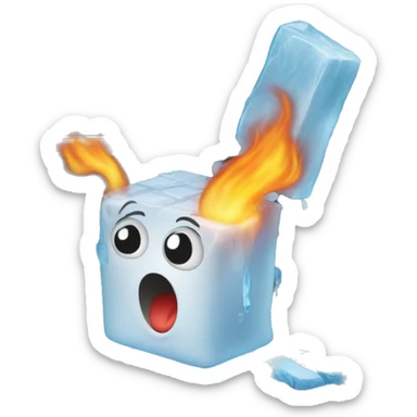 Ice block in middle of stove, screaming for help sticker
