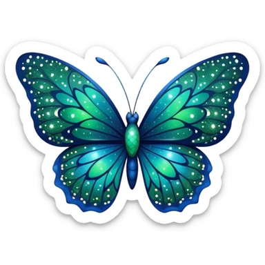 blue and green butterfly with stars from night sky sticker