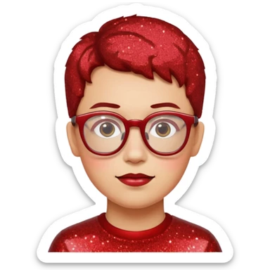 glitter red nerd sticker