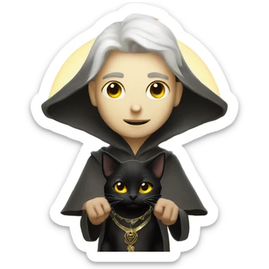 A sun warlock who is pale and is holding a black kitten sticker