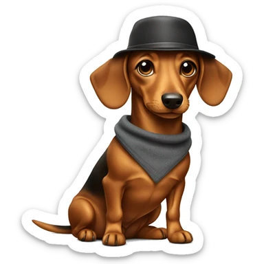 Dashund whit a hat sticker