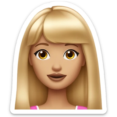 Blonde Barbie with bangs and long straight hair and hazel eyes blowing kiss sticker