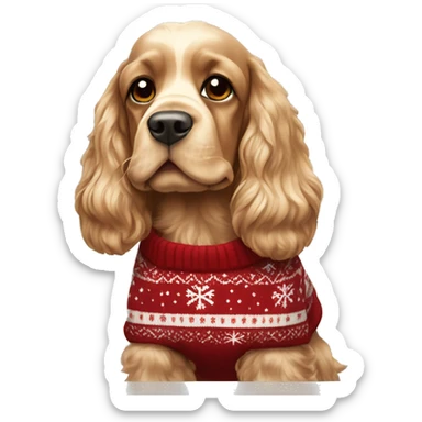 Cocker spaniel wearing a Christmas jumper  sticker