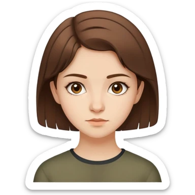20-year-old Chechen girl with short brown hair, neutral expression sticker