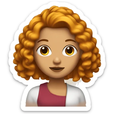 Chica blanca con el cabello rizado color cobrizo sticker