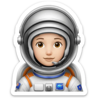 Astronaut in white EVA suit with silver visor helmet sticker