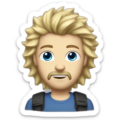 Blonde hair blue eyes goatee spiked hair sticker