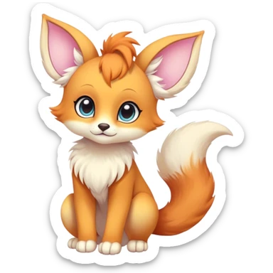 Kawaii bright colorful fantasy ethereal anthro fursona animal with a tufted tail and round ears sticker