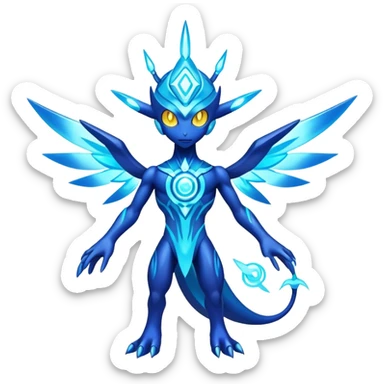 Shiny Futuristic Celestial Godly Divine Ethereal Fakemon-Pokemon-Digimon-Spectrobes-fusion, full body sticker