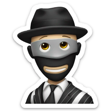 a classic thief with a hat mask and his iconic black and white striped suit sticker