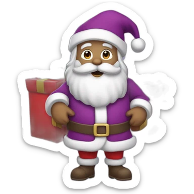 Santa Claus dressed in purple delivering presents sticker