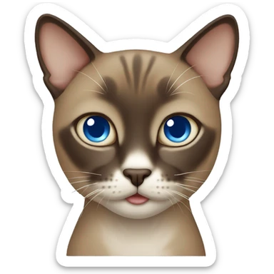 Dark Brown face - beige body thai cat with blue eyes  sticker
