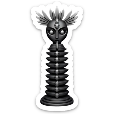 Minimal emoji, avant-garde gothic fashion totem made of stacked black metal elements, “FORTUNA” engraved vertically, editorial runway object aesthetic, heavy sculptural design, no glow, no neon, flat emoji style, centered, transparent background sticker