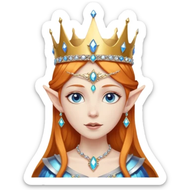 Hyper realistic cosmic elf mage queen fairy pale skin blue eyes ginger hair sticker