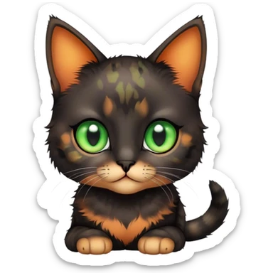 black tortoiseshell girl kitten with green eyes sticker