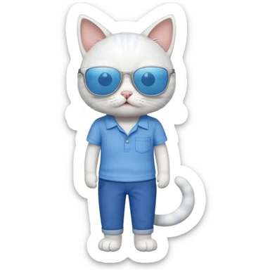 Cat with sunglasses with blue shirt pants and shocked sticker