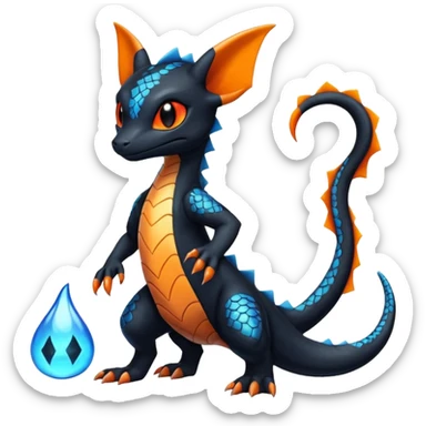 Shiny Cute Spooky Salandit-Umbreon-Charmeleon-Fakémon-hybrid-creature (full body)  sticker