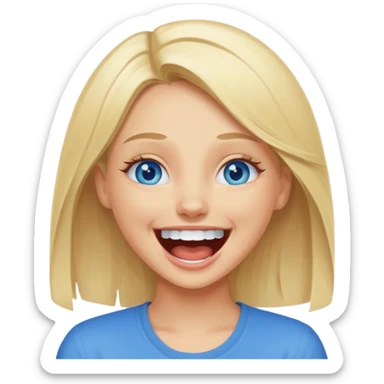blue eyes blonde girl LAUGHING LOUDLY GIF sticker