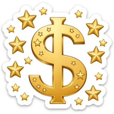 united states dollar sign with stars and hearts and sparkles sticker