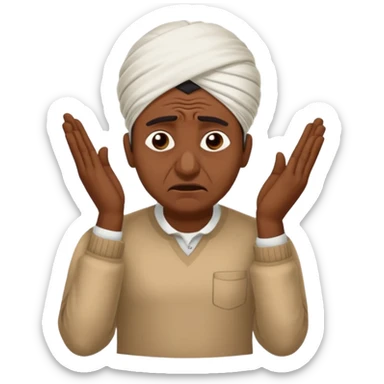 A caricature-style sticker of an Indian man facepalming with frustration but still looking humorous. Add text: ‘Seriously??’ sticker