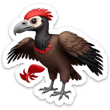 mature vulture with black and red feathers looking straight ahead. sticker
