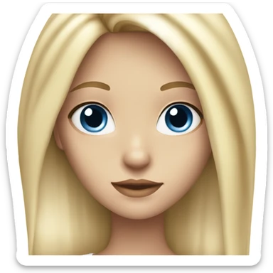 Girl with long blonde hair lowlights and blue eyes with a white crop top on sticker