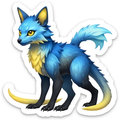  Cool Edgy blue-yellow-black-gradient ethereal badass Fionbri-Vernid-Trico-animal-creature full body  sticker