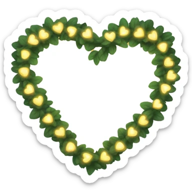 White heart with a garland that glows yellow  sticker