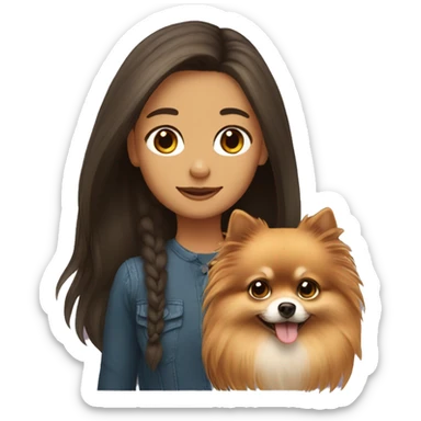 Girl with long hair and pomeranian  sticker