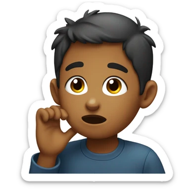 Boy holding his ear saying sorry to girl sticker