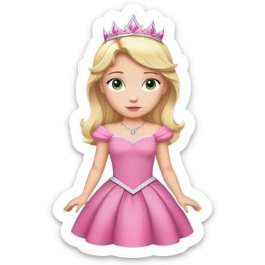 Aurora princess from hips up, pink dress, blonde hair, minimal style, larger size sticker