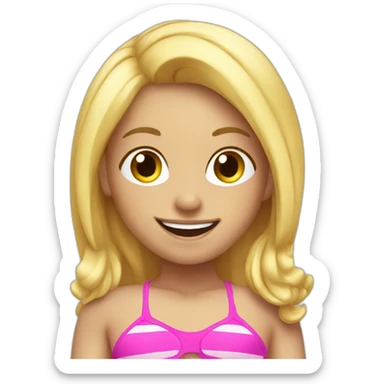 happy girl with blond hair and bikini sticker