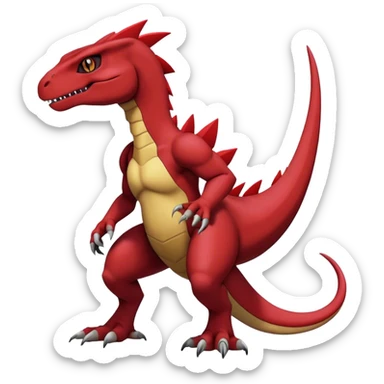  Cool Edgy Maroon Guilmon-Charmeleon-Digimon-Fakemon-Velociraptor full body sticker