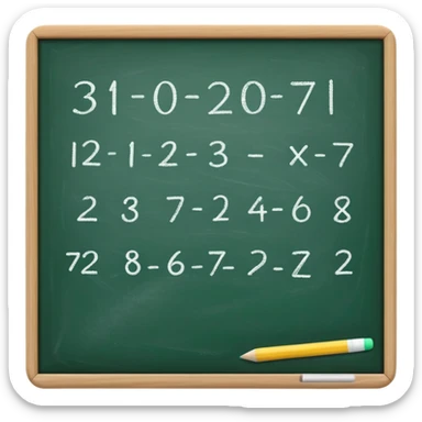 Green chalkboard with numbers on it and with a chalk and an eraser below  sticker