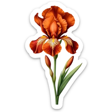 single Copper Red Iris, straight stem sticker