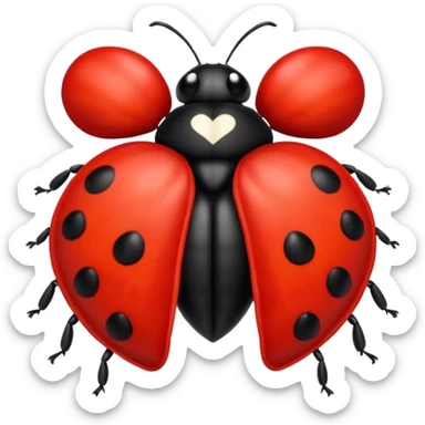 ladybug but the black dots are black hearts sticker