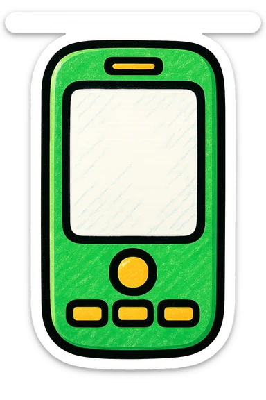 cell phone, modern look, green gold and white color scheme, rounded shapes, simple design sticker