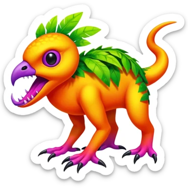 Multi-colored, neon-colored, randomly-colored Toxic Tropical Fionbri-Falvie-Vernid-Fakémon-creature (full body) sticker